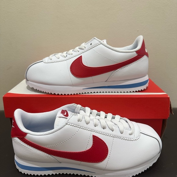 NIB Women Nike Cortez Leather  DN1791 108  White/Varsity Red/Varsity Blue - Picture 3 of 6